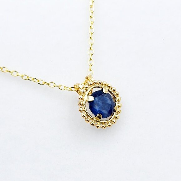 10K Yellow Gold Genuine Blue Sapphire 6x6mm (0.75ct) Pendant - Picture 2 of 6